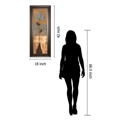 Classy Living Solitary Bloom Wall Art 18x42in | Transitional Paper Art in Cinnamon Mocha MDF Frame | Living Room & Office Decor | 1 x 18 x 42 | Model 1761