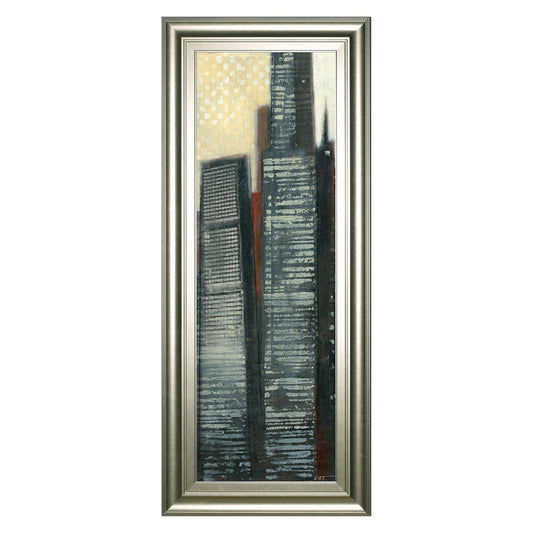 Classy Living City Silhouettes 42in Vertical Wall Art | Contemporary Silver Serenity MDF Frame | Living Room & Office Decor | 18 x 42 x 1 in | Model 1763