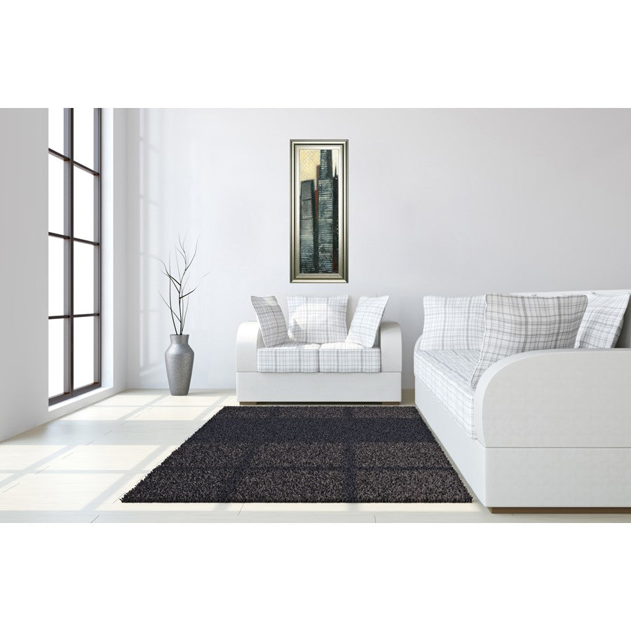 Classy Living City Silhouettes 42in Vertical Wall Art | Contemporary Silver Serenity MDF Frame | Living Room & Office Decor | 18 x 42 x 1 in | Model 1763