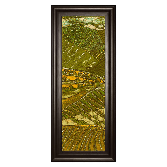 Classy Living Vineyard Batik I Wall Art 18x42in | Contemporary Multicolor Paper on MDF in Dark Chocolate Frame | Living Room & Office Decor | Model 1766