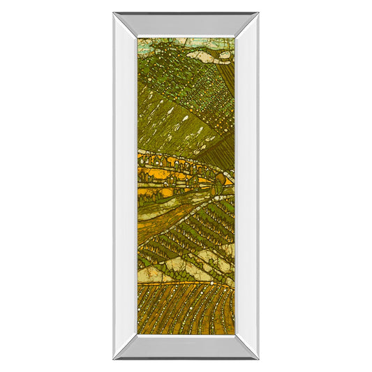 Classy Living Vineyard Batik I 42in Vertical Wall Art | Contemporary Multicolor Paper Art in Mirrored Frame | Living Room & Bedroom Decor | Model 1766MF