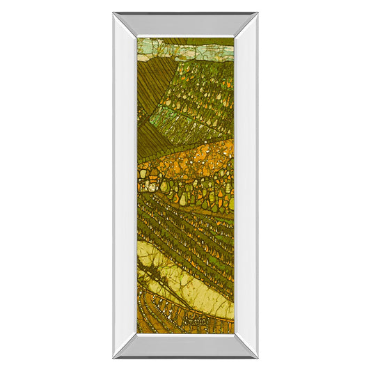 Classy Living Vineyard Batik II 18x42in Wall Art | Contemporary Multicolor Batik on Paper with Mirrored Frame | Living Room & Office Decor | Model 1767MF