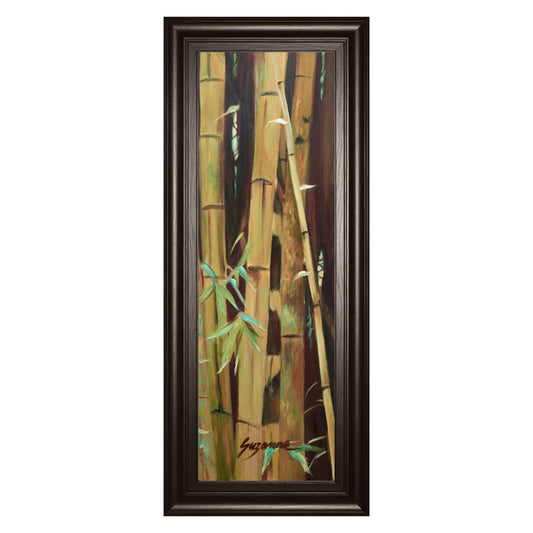 Classy Living Bamboo Tranquility 18x42in Vertical Wall Art | Contemporary Dark Chocolate MDF Frame with Real Glass | Living Room & Office | Model 1769