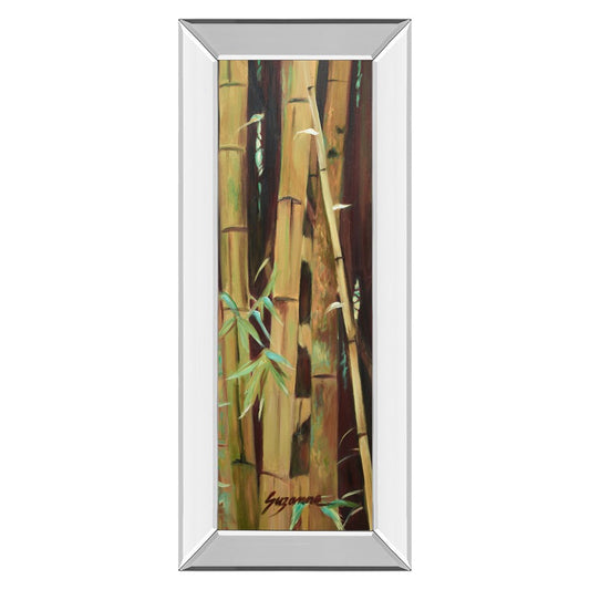 Classy Living Bamboo Tranquility 18x42in Vertical Wall Art | Contemporary Botanical Print with Mirrored Frame | Living Room & Office Decor | Model 1769MF