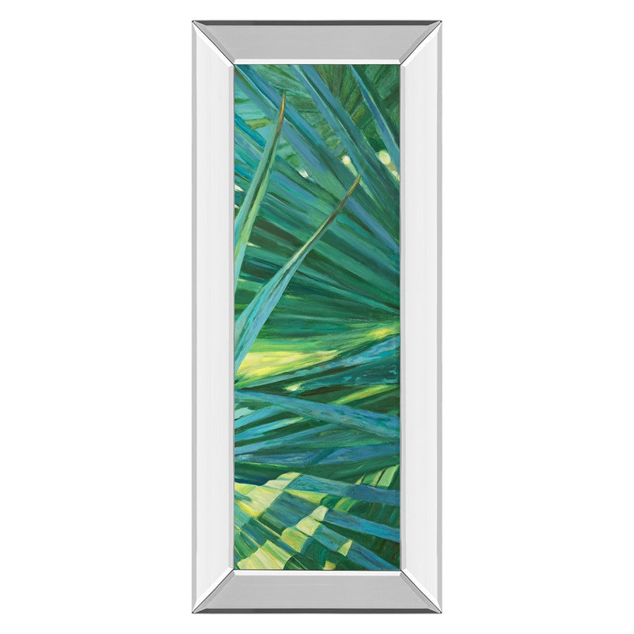Classy Living Lush Greenery 18x42in Vertical Wall Art | Contemporary Botanical Oil Painting in Mirrored Frame | Living Room & Office Decor | Model 1771MF
