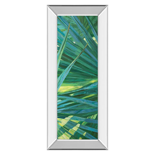 Classy Living Lush Greenery 18x42in Vertical Wall Art | Contemporary Botanical Oil Painting in Mirrored Frame | Living Room & Office Decor | Model 1771MF