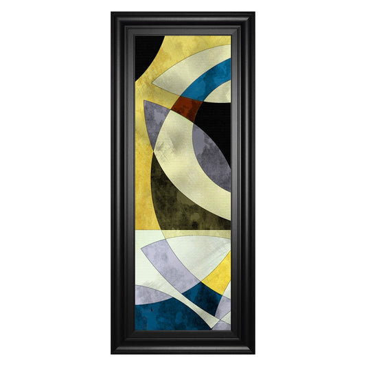 Classy Living Intersected Gleam 18x42in Abstract Wall Art | Contemporary Multicolor on Paper with Black MDF Frame | Living Room & Office | Model 1781