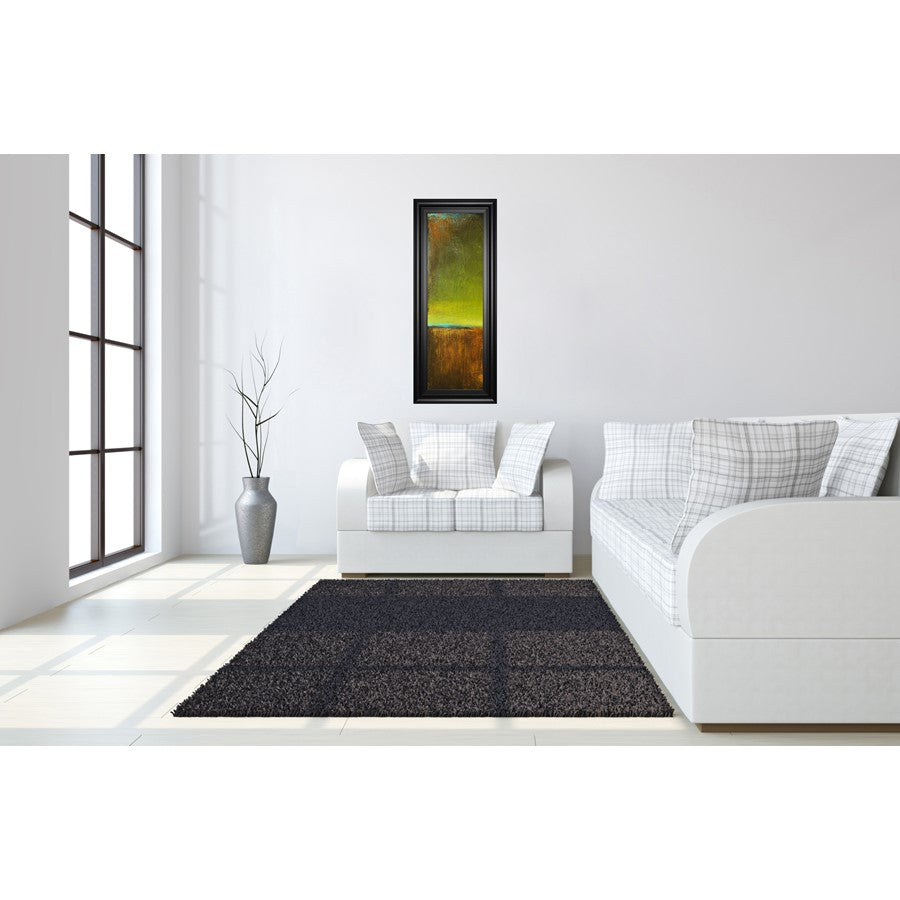 Classy Living Antigua Bay I 18x42in Vertical Wall Art | Contemporary Mixed Media on Paper in Midnight Aura MDF Frame | Living Room & Office | Model 1784