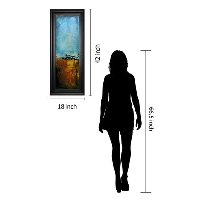Classy Living Harmony Blend Wall Art 18x42in | Transitional Mixed Media Abstract in Midnight Aura MDF Frame | Living Room & Office Decor | 1 | Model 1787