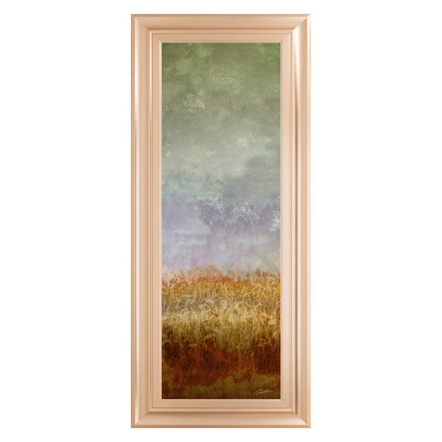 Classy Living Lush Field II 42in H Wall Art | Contemporary Abstract Landscape on Paper in Rose Gold MDF Frame | Living Room & Office Decor | Model 1791