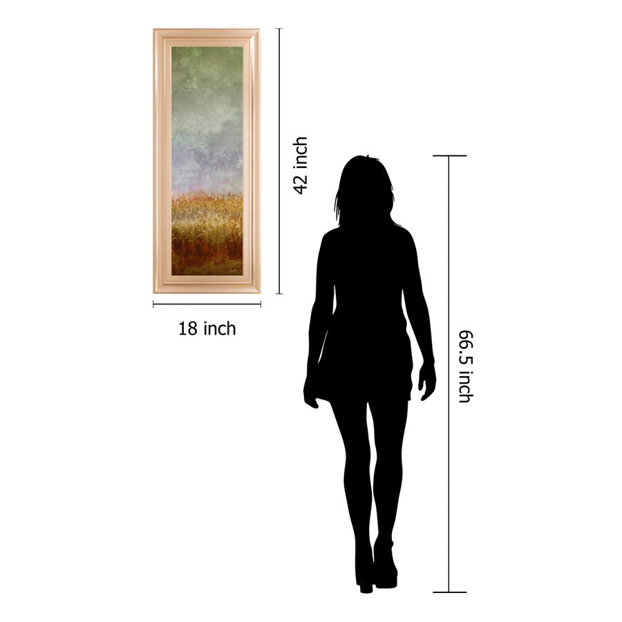 Classy Living Lush Field II 42in H Wall Art | Contemporary Abstract Landscape on Paper in Rose Gold MDF Frame | Living Room & Office Decor | Model 1791