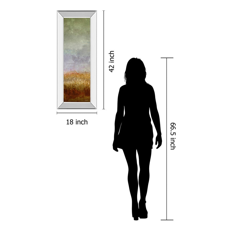 Classy Living Lush Field II 18x42in Wall Art | Contemporary Abstract Landscape on Paper in Mirrored Frame | Living Room & Office Decor | 3 | Model 1791MF