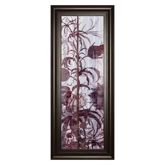 Classy Living Twilight Petals Wall Art 18x42in | Transitional Multicolor Botanical Print in Dark Chocolate MDF Frame | Living Room, Bedroom & | Model 1792