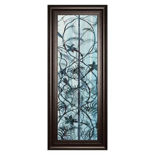Classy Living Shadow Fern Echo Wall Art 18x42in | Transitional Multicolor Botanical Print on Paper in Dark Chocolate MDF Frame | Living Room | Model 1793