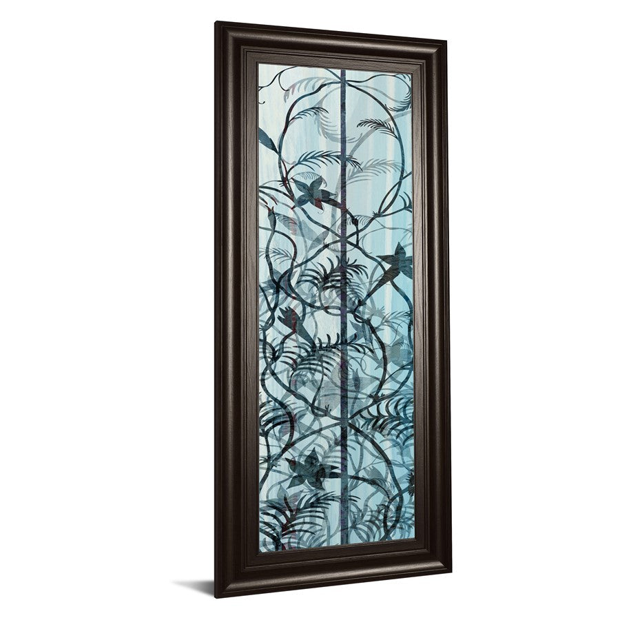 Classy Living Shadow Fern Echo Wall Art 18x42in | Transitional Multicolor Botanical Print on Paper in Dark Chocolate MDF Frame | Living Room | Model 1793