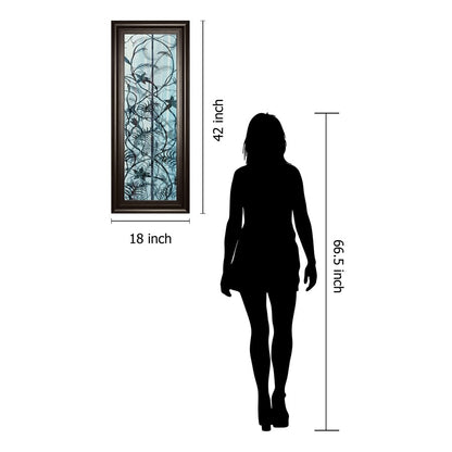 Classy Living Shadow Fern Echo Wall Art 18x42in | Transitional Multicolor Botanical Print on Paper in Dark Chocolate MDF Frame | Living Room | Model 1793