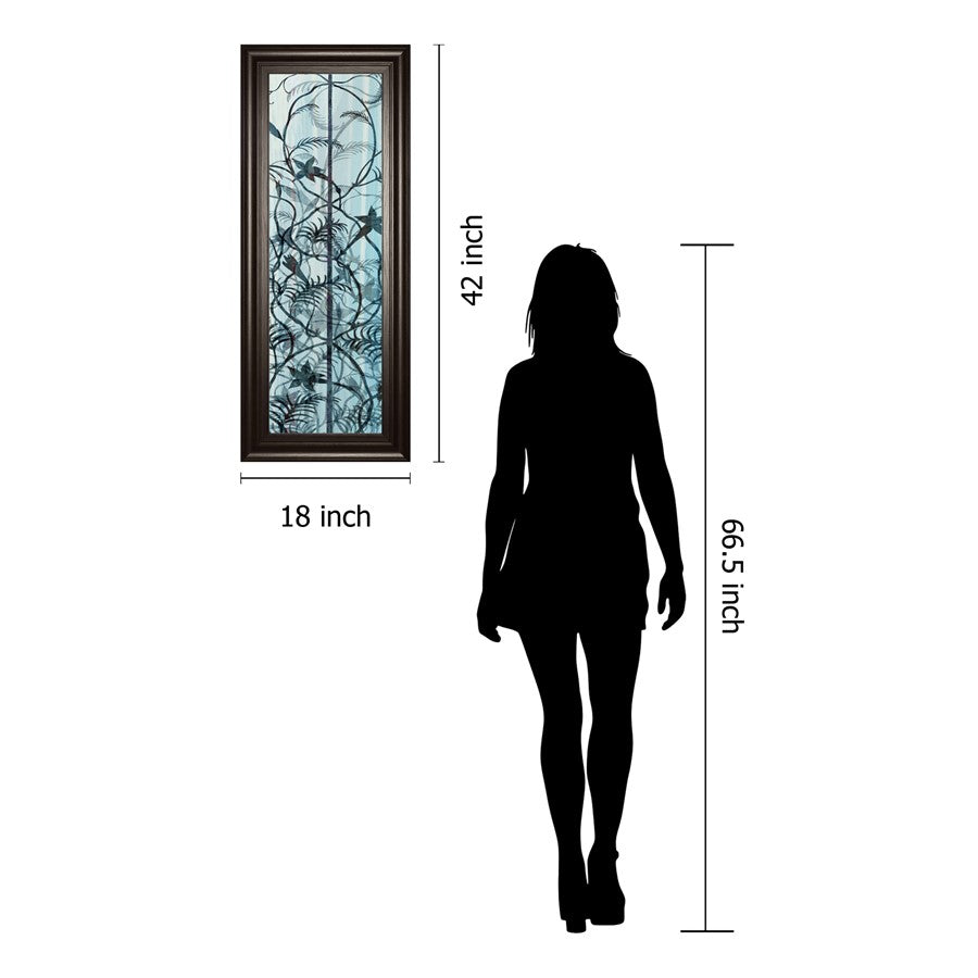 Classy Living Shadow Fern Echo Wall Art 18x42in | Transitional Multicolor Botanical Print on Paper in Dark Chocolate MDF Frame | Living Room | Model 1793