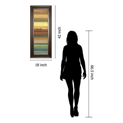 Classy Living Ambient Sky II 42in Vertical Wall Art | Contemporary Cinnamon Mocha MDF Frame and Mixed Media | Living Room & Bedroom Tranquil | Model 1797