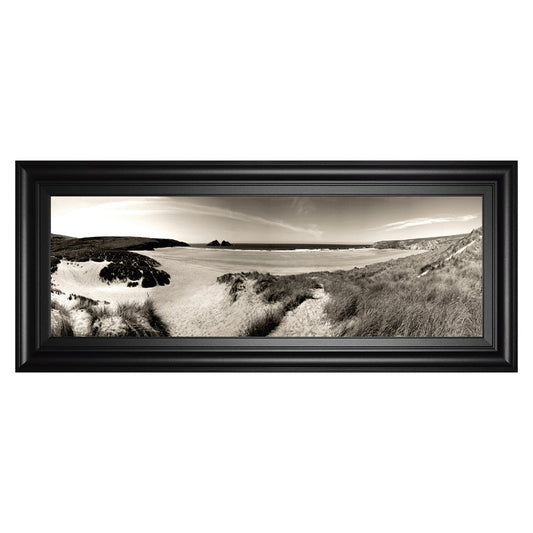 Classy Living Dunes Panorama 42x18in Wall Art | Traditional Coastal Beachscape in Midnight Aura MDF Frame | Living Room & Office Decor | 42 x | Model 1801