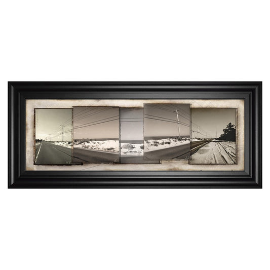 Classy Living Coastal Montage Wall Art 42x18in | Contemporary Midnight Aura MDF Frame | Living Room & Office Decor | 42 x 18 x 1 in | Model 1802