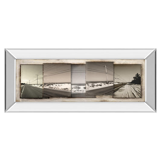 Classy Living Coastal Montage Wall Art 42x18in | Contemporary Mirrored Frame Multicolor | Living Room & Office Decor | 42 x 18 x 3 in | Model 1802MF