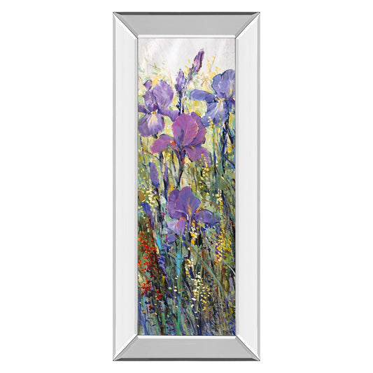 Classy Living Wild Violet Stems Wall Art 18x42in | Contemporary Mirrored Frame Multicolor Botanical Print | Living Room & Bedroom Decor | Model 1803MF