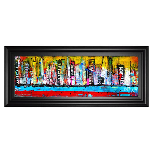 Classy Living Urban Vibe 42x18in Wall Art | Contemporary Multicolor Graphic on MDF Frame | Living Room & Office Decor | 42 x 18 x 1 in | Model 1809