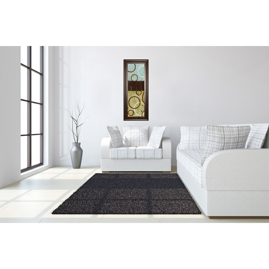 Classy Living Rustic Rings Wall Art 18x42in | Contemporary Abstract Botanical on Cinnamon Mocha MDF Frame | Living Room & Bedroom Focal Point | Model 1810