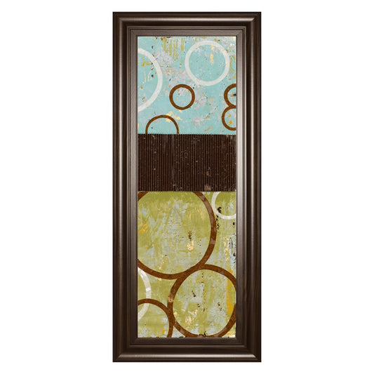 Classy Living Abstract Circles Wall Art 18x42in | Contemporary Mixed Media on Paper in Cinnamon Mocha MDF Frame | Living Room & Office Decor | Model 1811