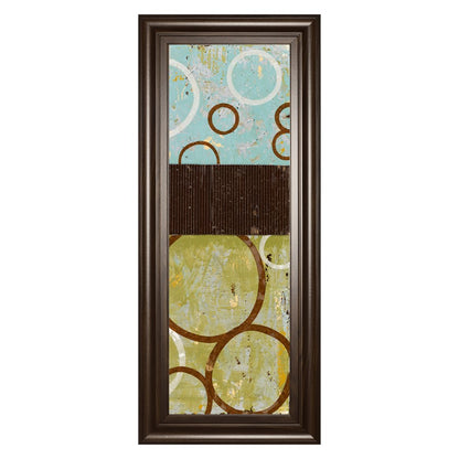 Classy Living Abstract Circles Wall Art 18x42in | Contemporary Mixed Media on Paper in Cinnamon Mocha MDF Frame | Living Room & Office Decor | Model 1811