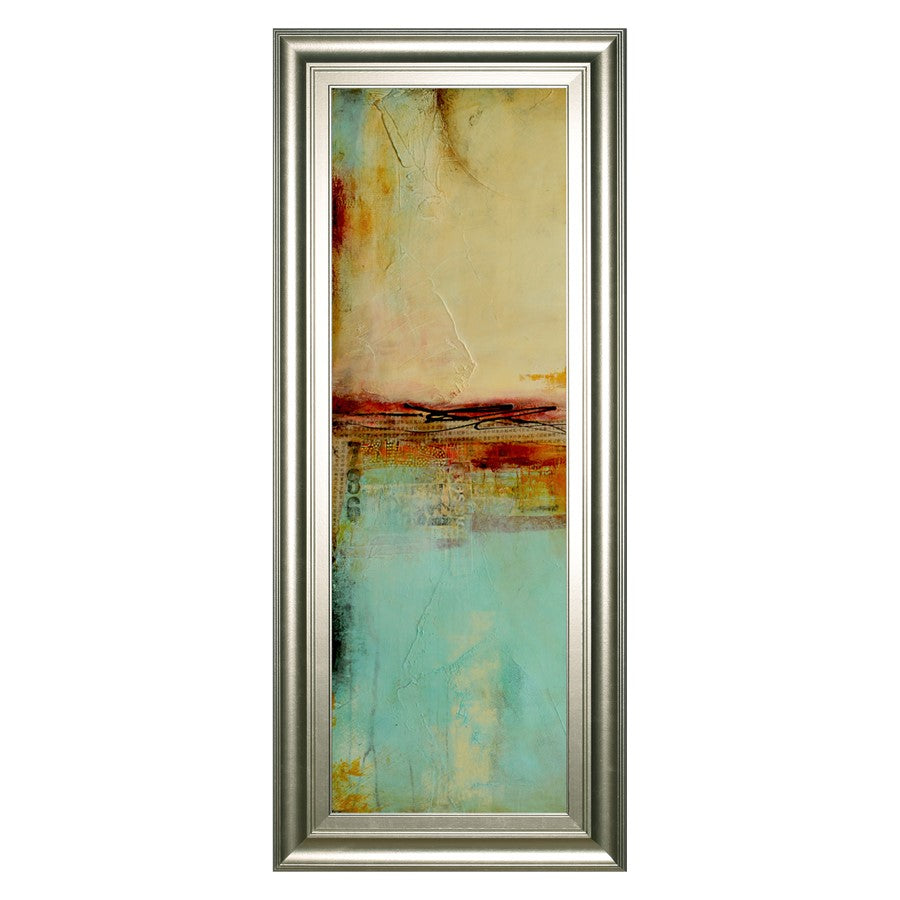 Classy Living Serene Horizons 18x42in Wall Art | Contemporary Mixed Media on Paper, Silver Serenity MDF Frame | Living Room & Office Decor | Model 1814