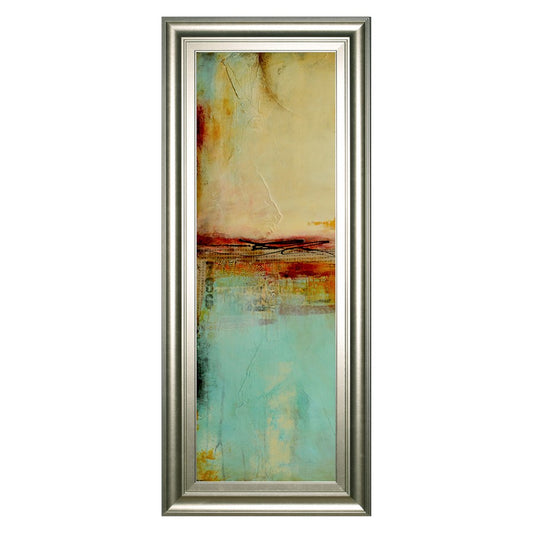 Classy Living Serene Horizons 18x42in Wall Art | Contemporary Mixed Media on Paper, Silver Serenity MDF Frame | Living Room & Office Decor | Model 1814