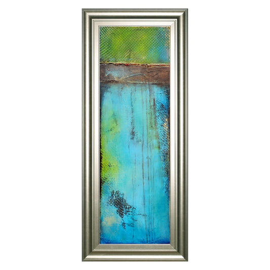 Classy Living Oceanic Texture 18x42in Wall Art | Contemporary Abstract Blue Green Brown on Paper | Living Room & Office Decor | 18 x 42 x 1 in | Model 1817