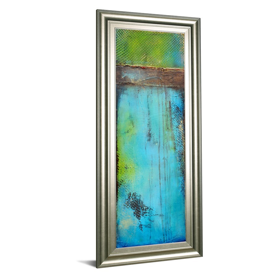 Classy Living Oceanic Texture 18x42in Wall Art | Contemporary Abstract Blue Green Brown on Paper | Living Room & Office Decor | 18 x 42 x 1 in | Model 1817