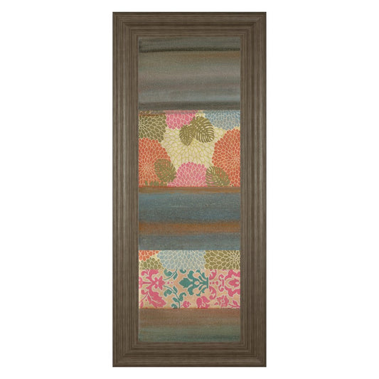 Classy Living Pretty In Pink III 18x42in Wall Art | Contemporary Botanical Mixed Media on Paper in Tranquil Ash MDF Frame | Living Room & | Model 1823