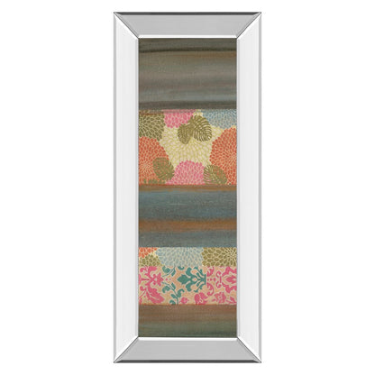 Classy Living Pretty In Pink III 18x42in Wall Art | Contemporary Botanical Mixed Media with Mirrored Frame | Living Room & Bedroom Decor | Model 1823MF