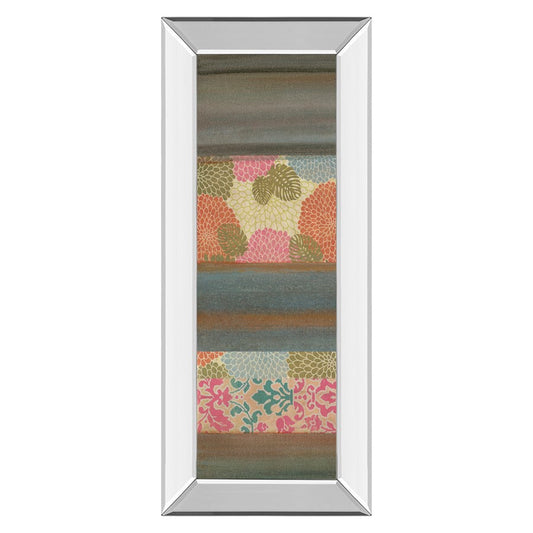 Classy Living Pretty In Pink III 18x42in Wall Art | Contemporary Botanical Mixed Media with Mirrored Frame | Living Room & Bedroom Decor | Model 1823MF