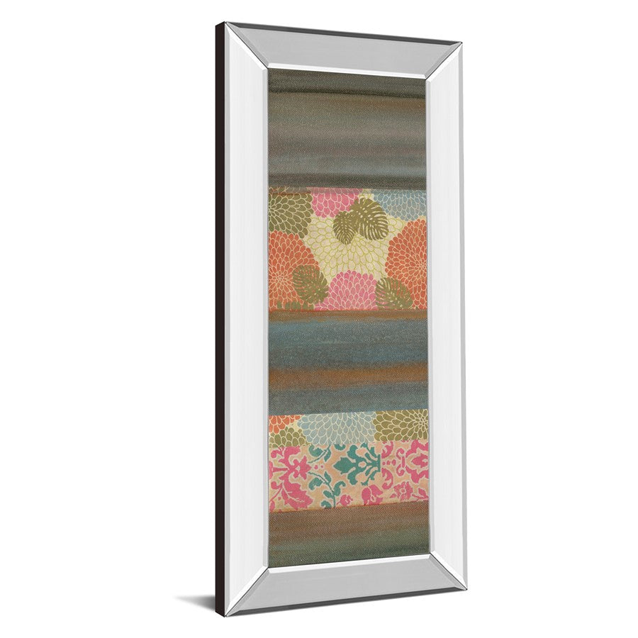 Classy Living Pretty In Pink III 18x42in Wall Art | Contemporary Botanical Mixed Media with Mirrored Frame | Living Room & Bedroom Decor | Model 1823MF