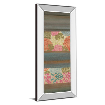 Classy Living Pretty In Pink III 18x42in Wall Art | Contemporary Botanical Mixed Media with Mirrored Frame | Living Room & Bedroom Decor | Model 1823MF
