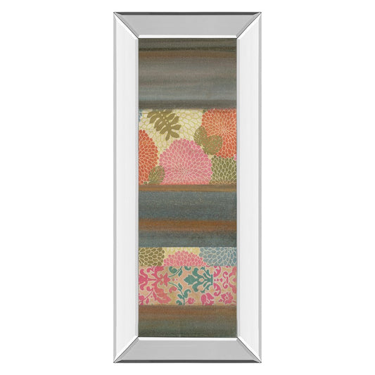 Classy Living Botanical Stripes 18x42in Wall Art | Contemporary Multicolor Paper on Mirrored Frame | Living Room & Bedroom Decor | 18 x 42 | Model 1824MF
