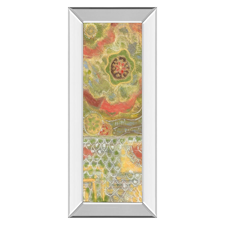 Classy Living Verdant Bloom 18x42in Wall Art | Contemporary Multicolor Abstract on Paper in Mirrored Frame | Living Room & Bedroom Accent | Model 1829MF