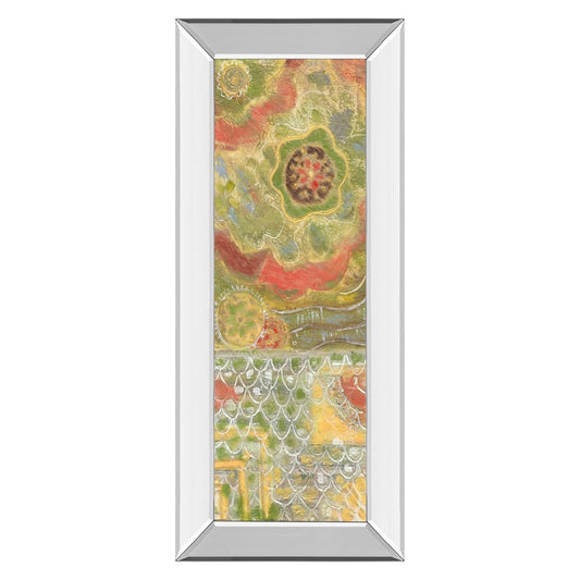 Classy Living Verdant Bloom 18x42in Wall Art | Contemporary Multicolor Abstract on Paper in Mirrored Frame | Living Room & Bedroom Accent | Model 1829MF