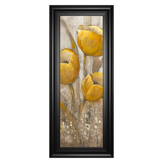 Classy Living Ochre Tulips II 18x42in Wall Art | Contemporary Black MDF Frame with Paper Print | Living Room & Bedroom Decor | 1 x 18 x 42 in | Model 1832