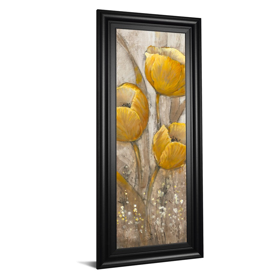 Classy Living Ochre Tulips II 18x42in Wall Art | Contemporary Black MDF Frame with Paper Print | Living Room & Bedroom Decor | 1 x 18 x 42 in | Model 1832
