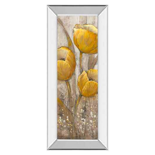 Classy Living Ochre Tulips II 18x42in Wall Art | Contemporary Botanical with Mirrored Frame | Living Room & Bedroom Decor | 18 x 42 x 3 in | Model 1832MF