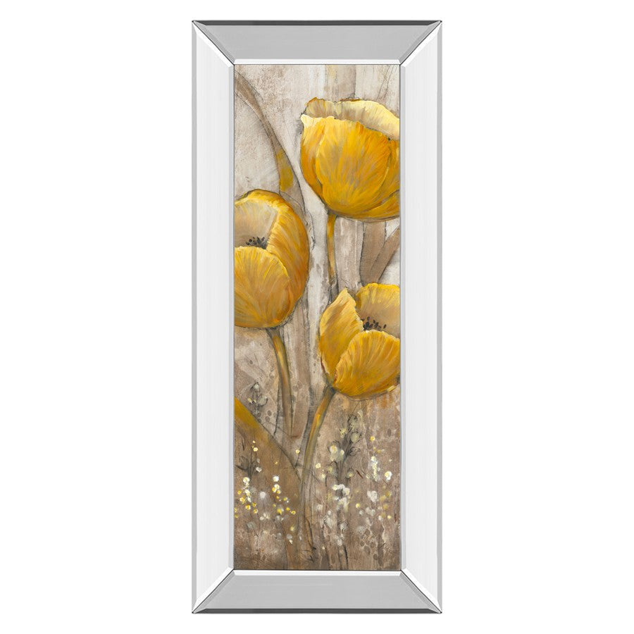 Classy Living Ochre Tulips II 18x42in Wall Art | Contemporary Botanical with Mirrored Frame | Living Room & Bedroom Decor | 18 x 42 x 3 in | Model 1832MF
