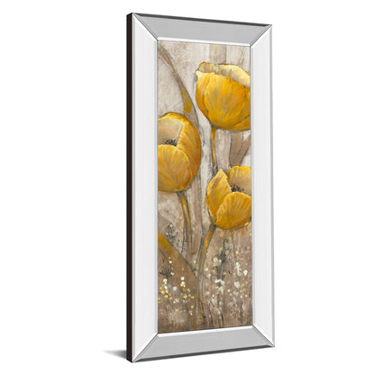Classy Living Ochre Tulips II 18x42in Wall Art | Contemporary Botanical with Mirrored Frame | Living Room & Bedroom Decor | 18 x 42 x 3 in | Model 1832MF
