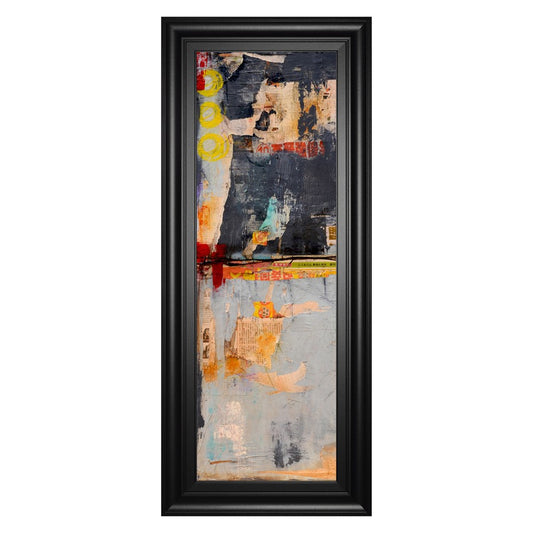 Classy Living Urban Layers 18x42in Wall Art | Contemporary Mixed Media on Paper in Black MDF Frame | Living Room & Office Decor | 1 x 18 x 42 | Model 1833