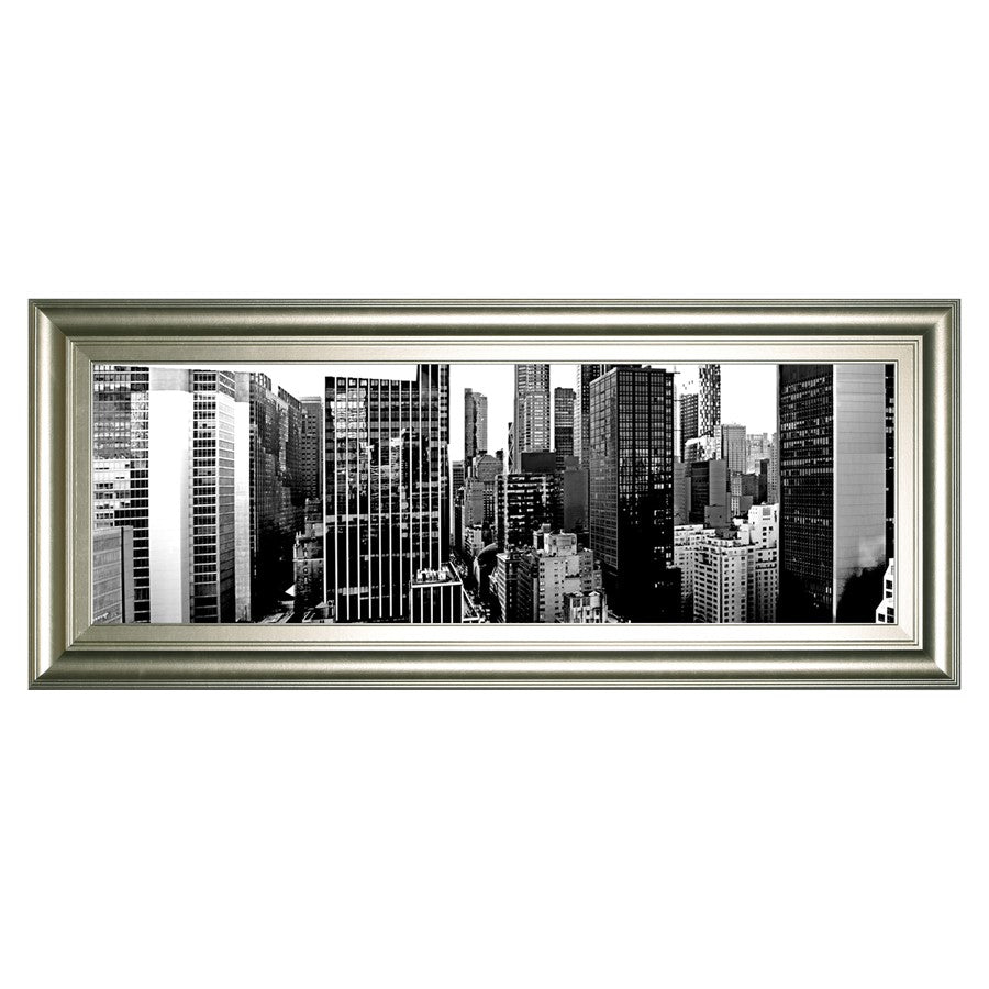 Classy Living Urban Vista 42x18in Wall Art | Contemporary Silver Serenity MDF Frame | Living Room & Office Decor | 42 x 18 x 1 in | Model 1836
