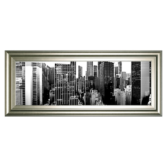 Classy Living Urban Vista 42x18in Wall Art | Contemporary Silver Serenity MDF Frame | Living Room & Office Decor | 42 x 18 x 1 in | Model 1836